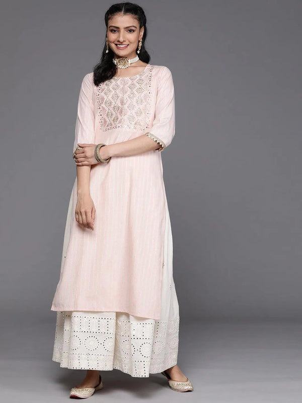 Peach Yoke Design Cotton Silk Kurta - Jashvi