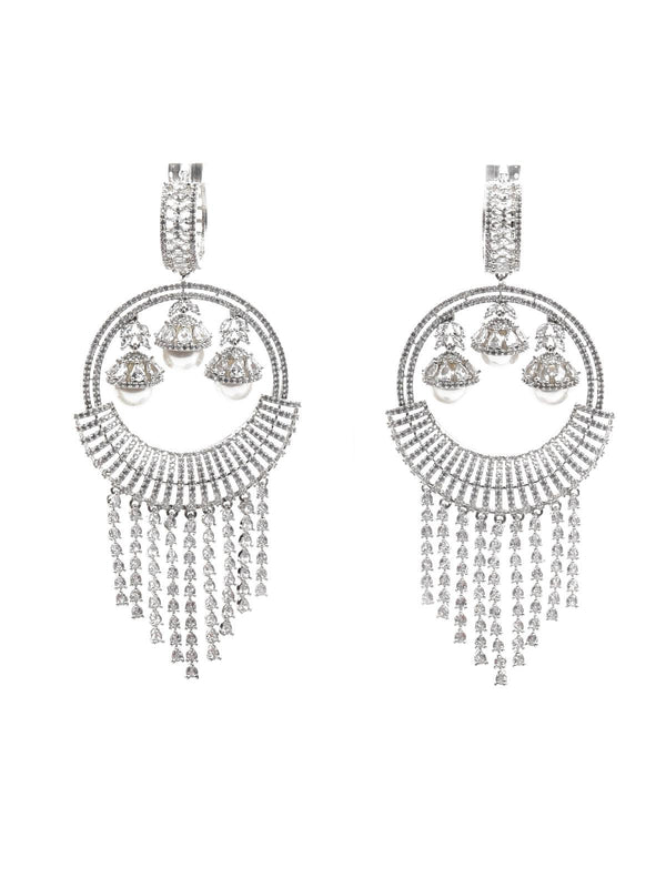 Women's Pearl And Austrian Diamonds Dangler Earrings - Odette