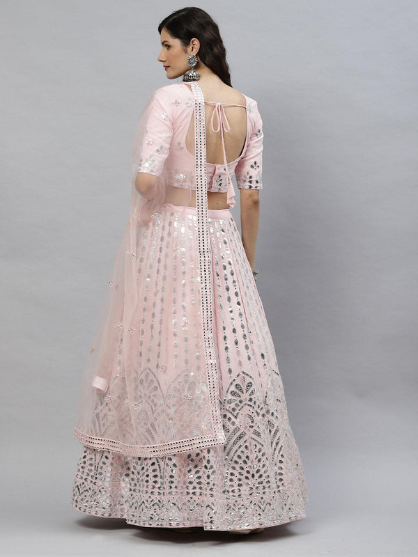 Women's Pink Beautiful Gota Patti Lehanga Choli Set - Odette