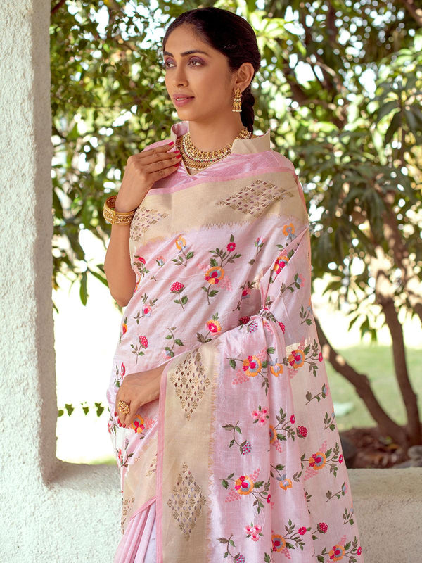 Women's Pink Color Mysore Silk Beautiful Saree - Odette