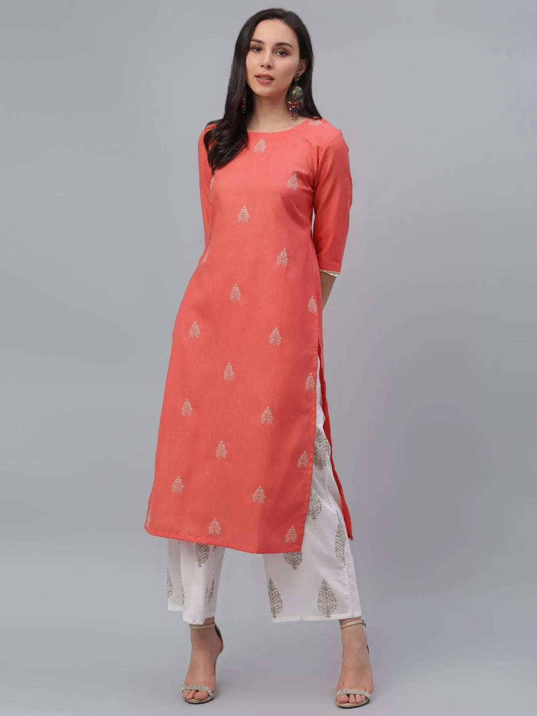 Pink Embroidered Cotton Kurta - Jashvi