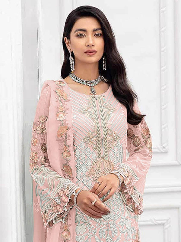 Women's Pink Embroidered Kurta Set  - Odette