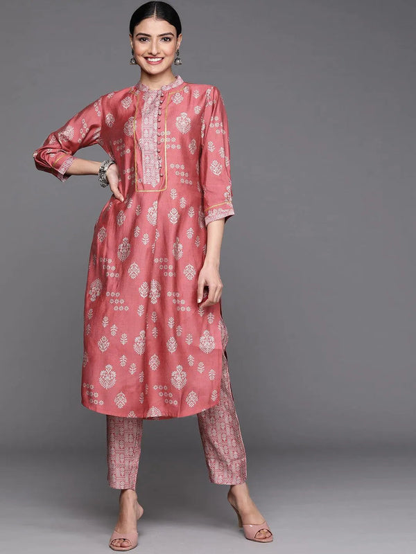 Pink Printed Chanderi Silk Kurta - Jashvi