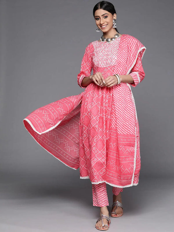 Pink Printed Cotton Suit Set - Jashvi