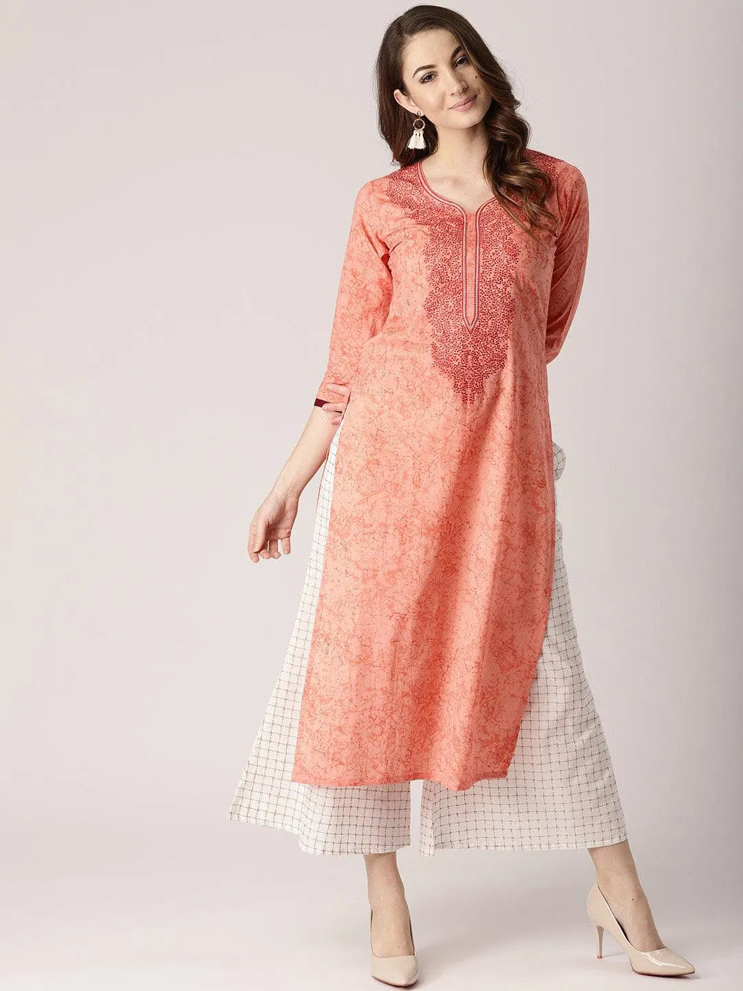 Pink Printed Cotton Kurta - Jashvi