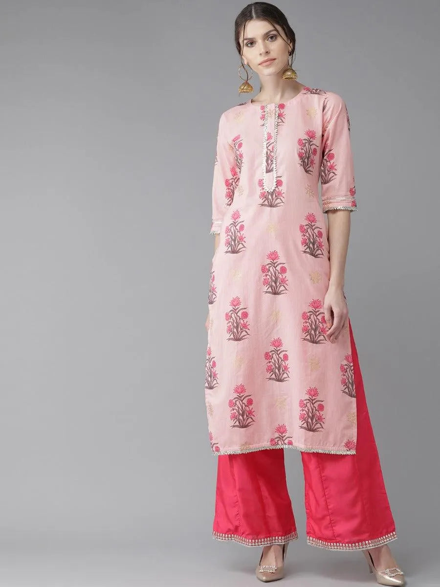 Pink Printed Cotton Kurta - Jashvi