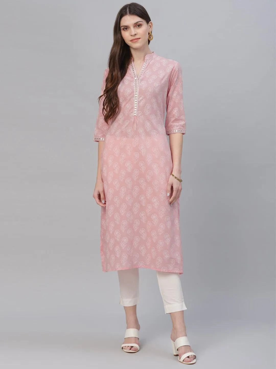 Pink Printed Cotton Kurta - Jashvi