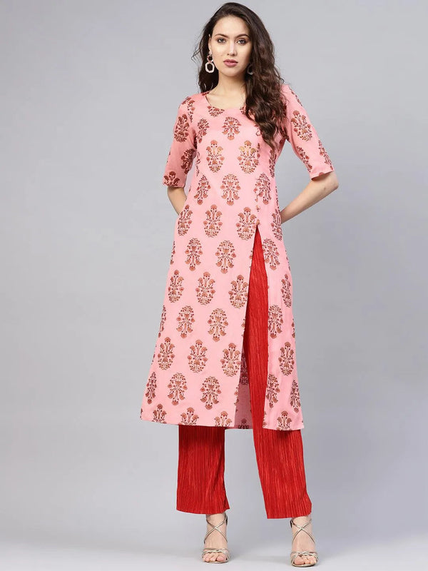 Pink Printed Cotton Kurta - Jashvi