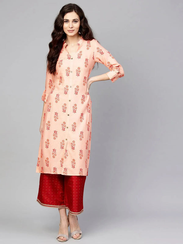 Pink Printed Cotton Kurta - Jashvi