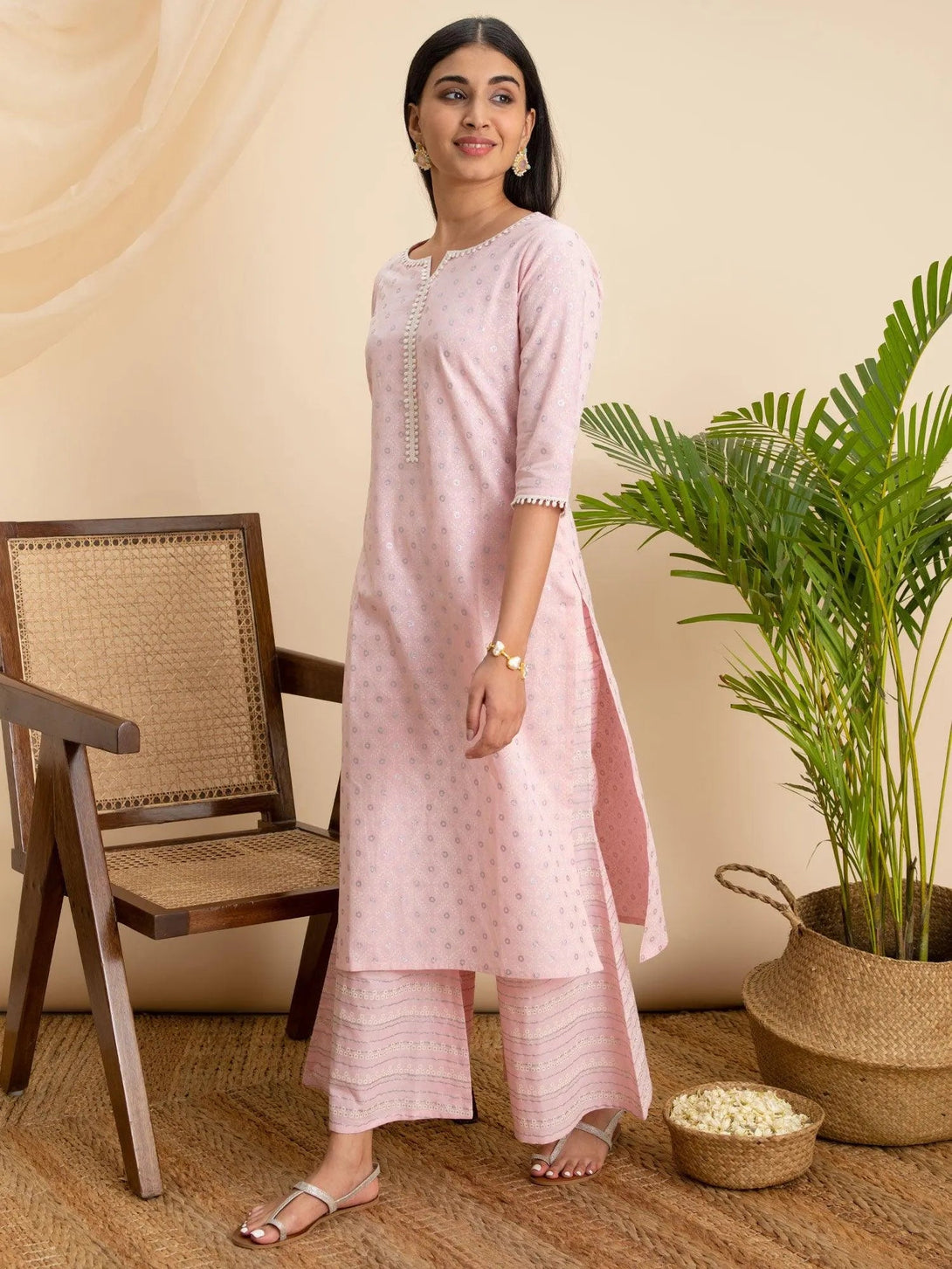 Pink Printed Cotton Kurta - Jashvi