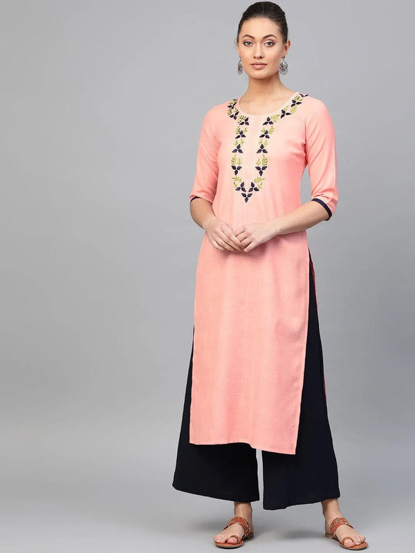 Pink Printed Cotton Kurta - Jashvi