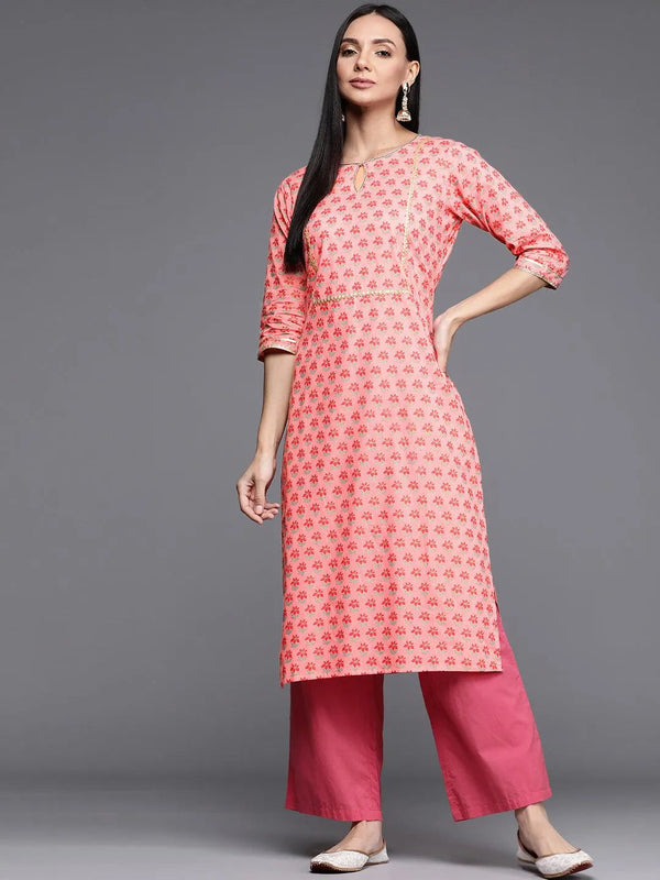 Pink Printed Cotton Kurta - Jashvi