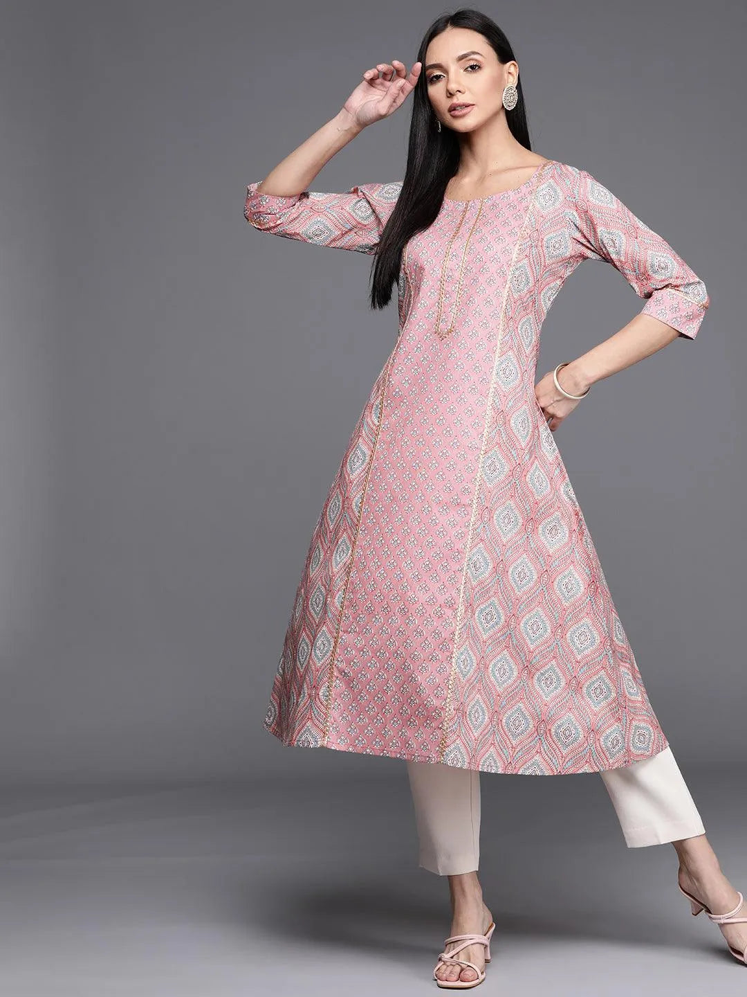 Pink Printed Cotton Kurta - Jashvi