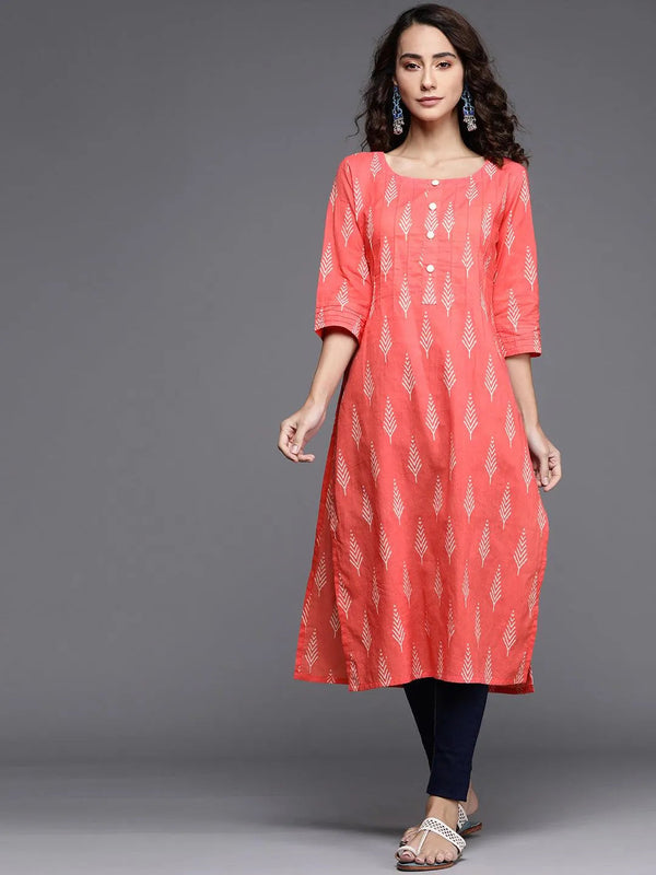 Pink Printed Cotton Kurta - Jashvi