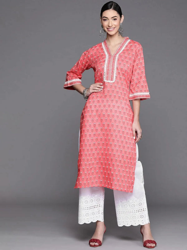 Pink Printed Cotton Kurta - Jashvi