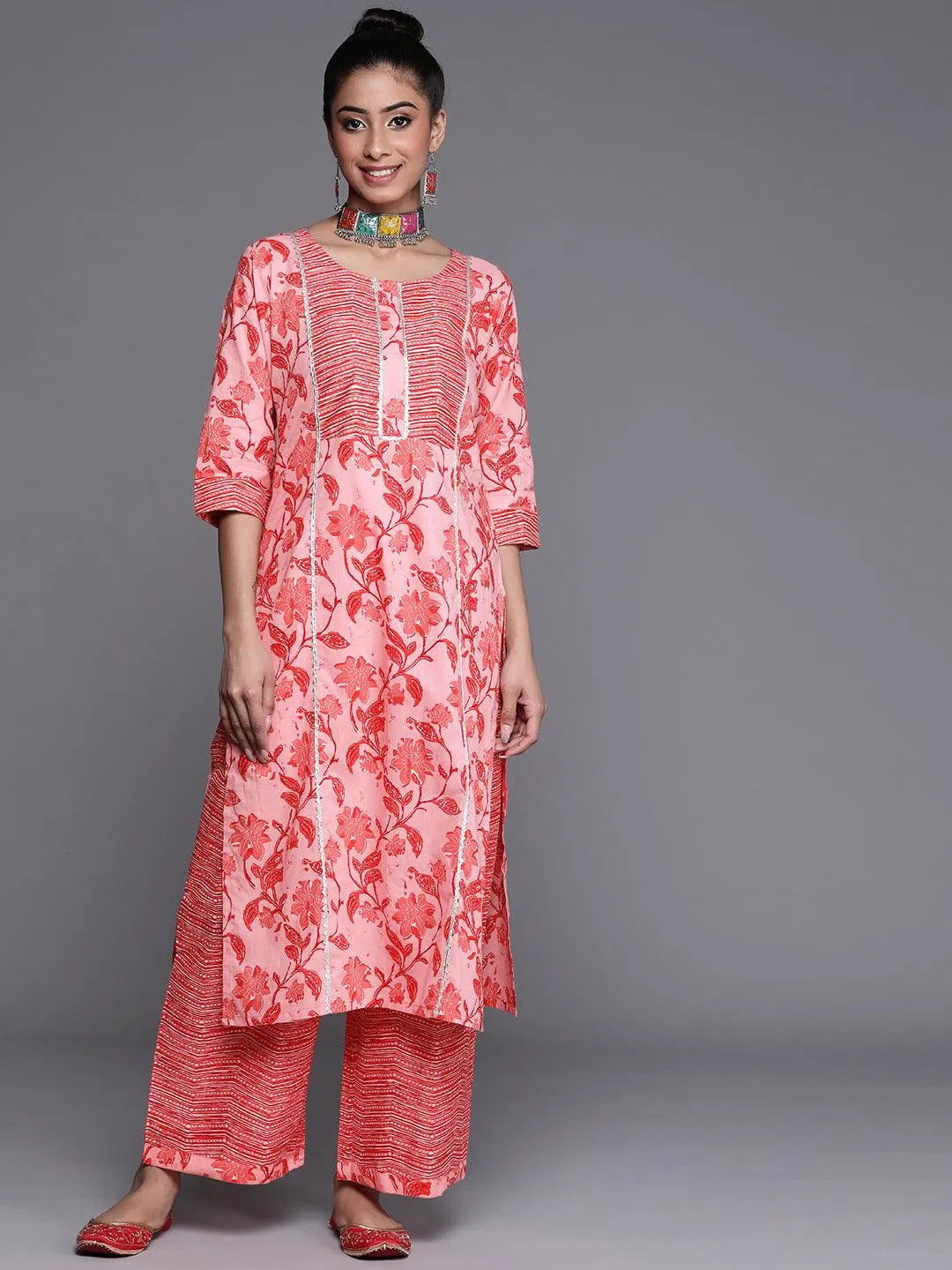 Pink Printed Cotton Kurta - Jashvi