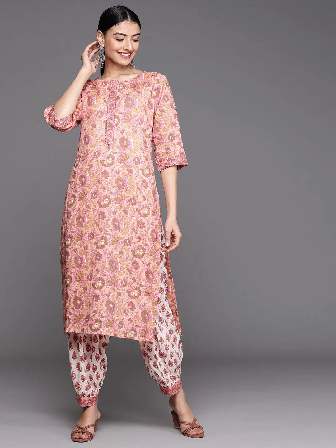 Pink Printed Cotton Kurta - Jashvi