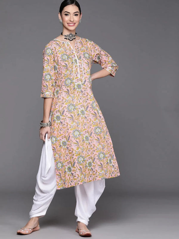 Pink Printed Cotton Kurta - Jashvi