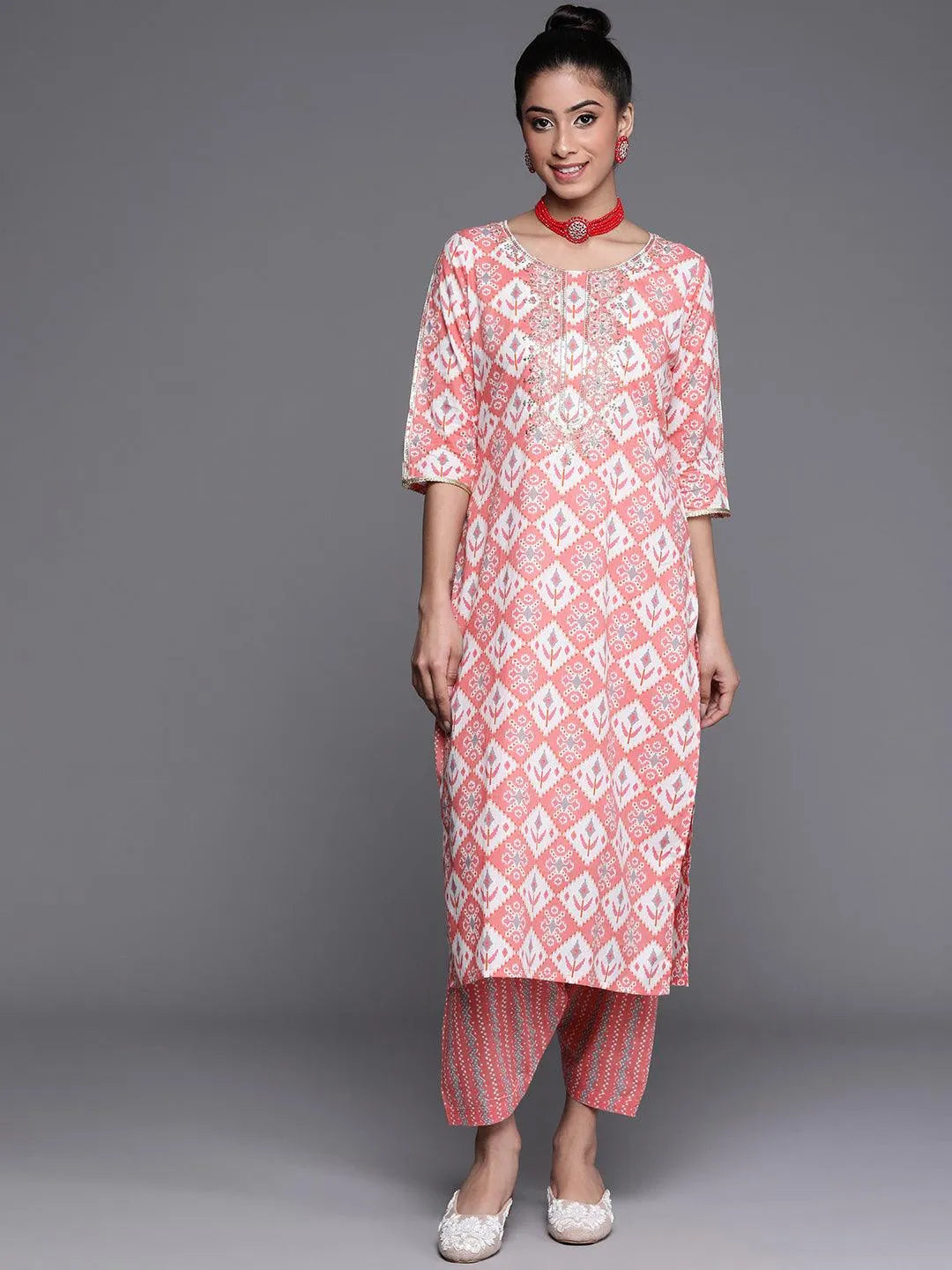 Pink Printed Cotton Kurta - Jashvi