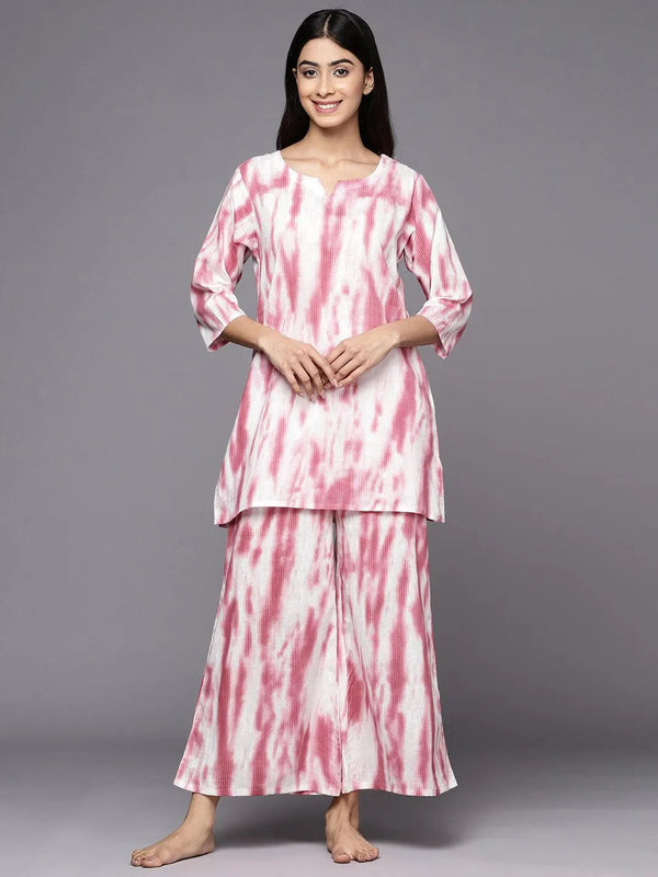 Pink Printed Cotton Night Suit - Jashvi