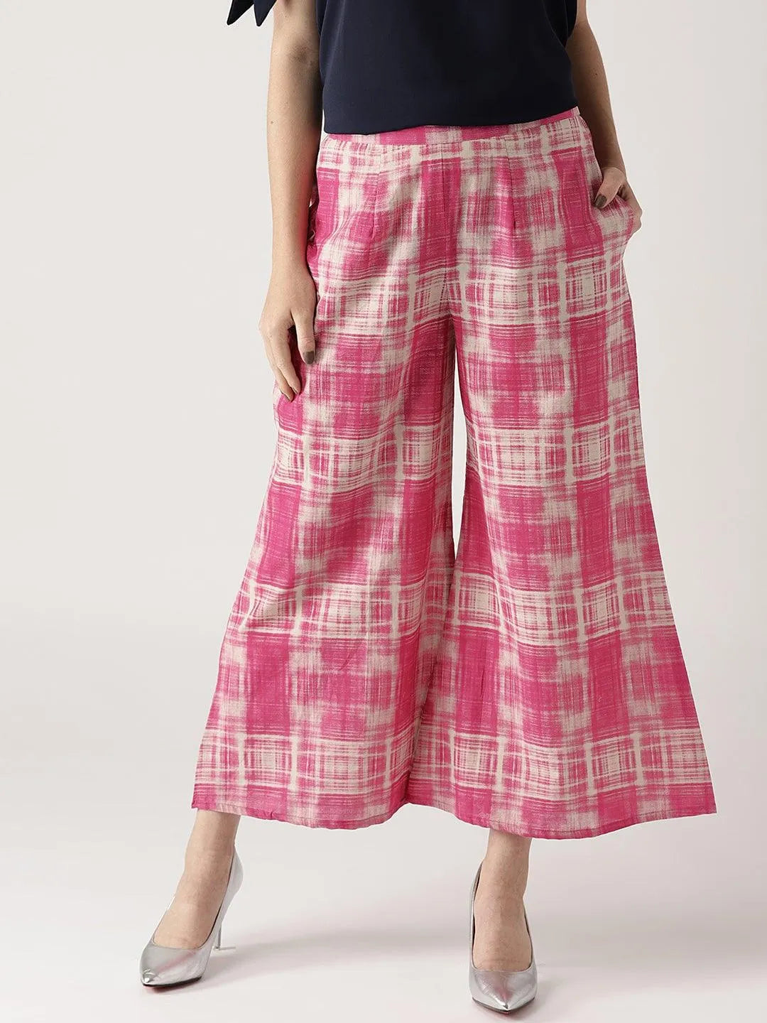 Pink Printed Cotton Palazzos - Jashvi