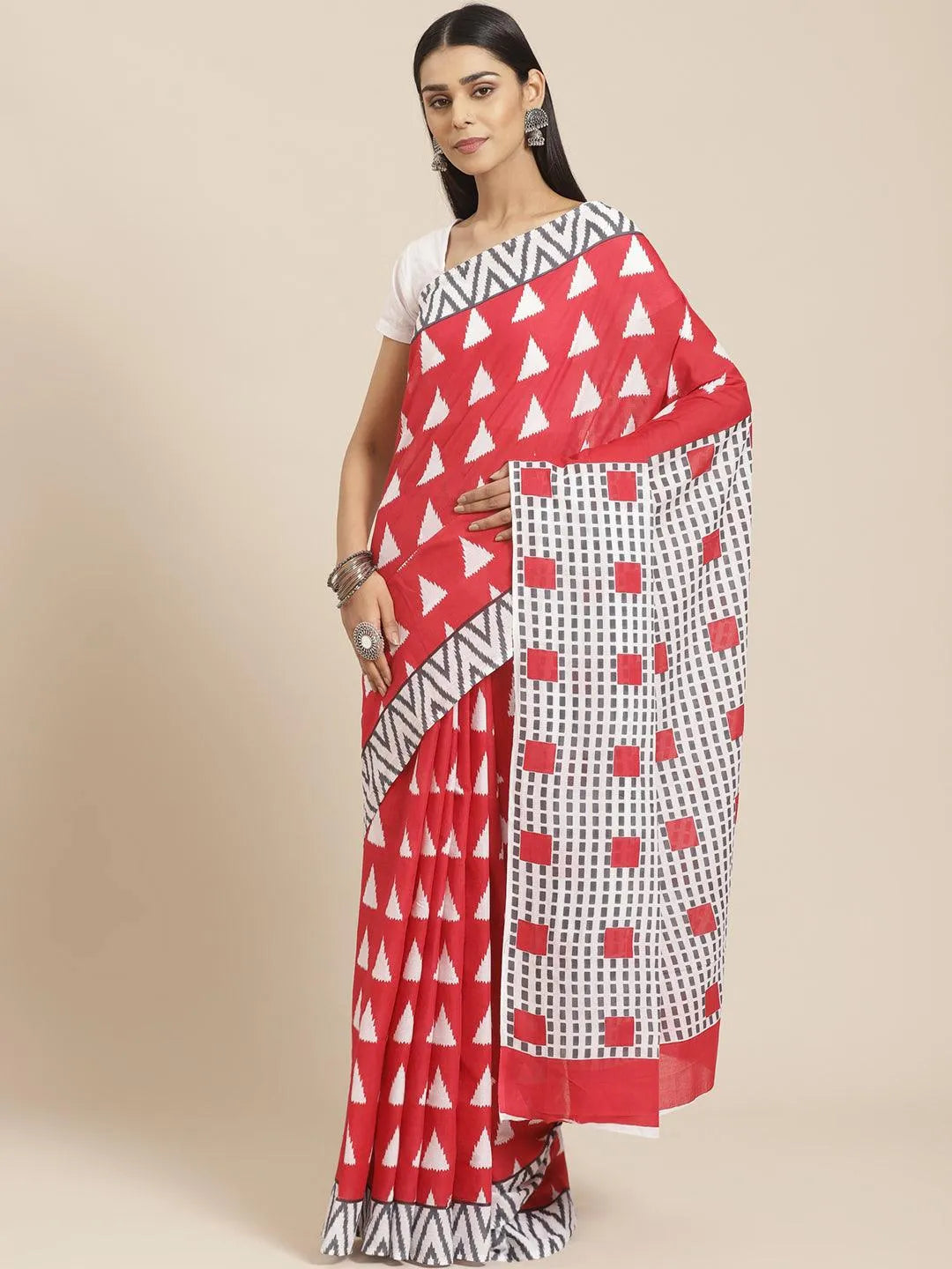 Pink Printed Cotton Saree - Jashvi