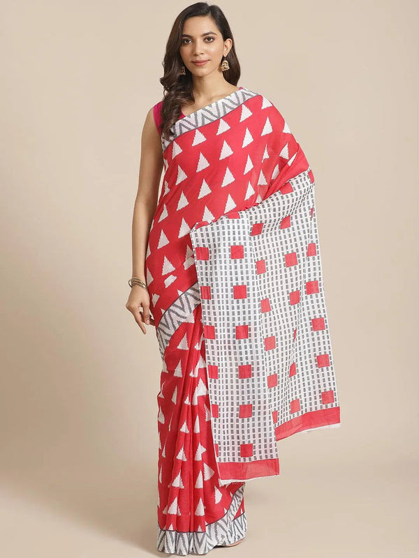 Pink Printed Cotton Saree - Jashvi