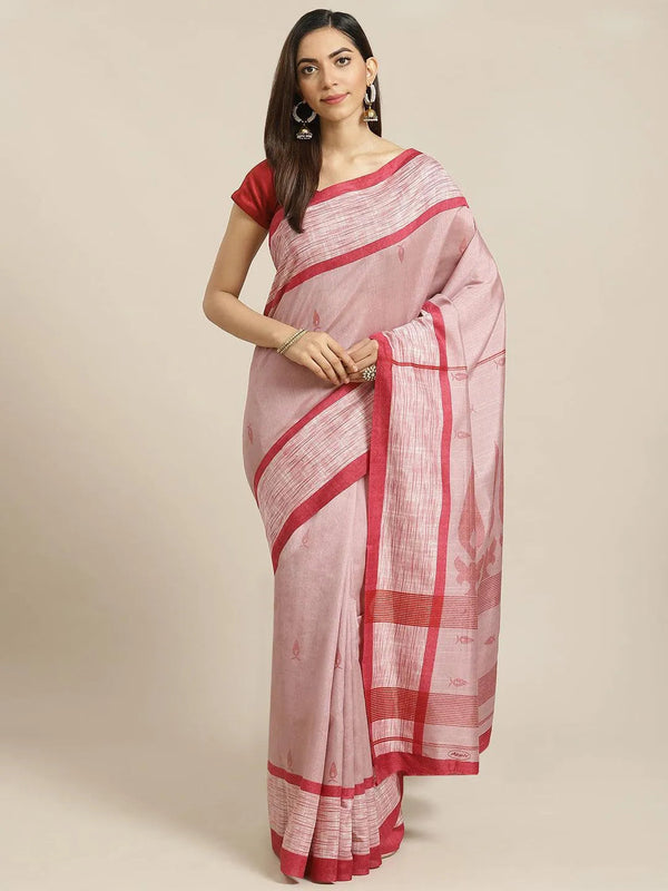 Pink Printed Cotton Silk Saree - Jashvi