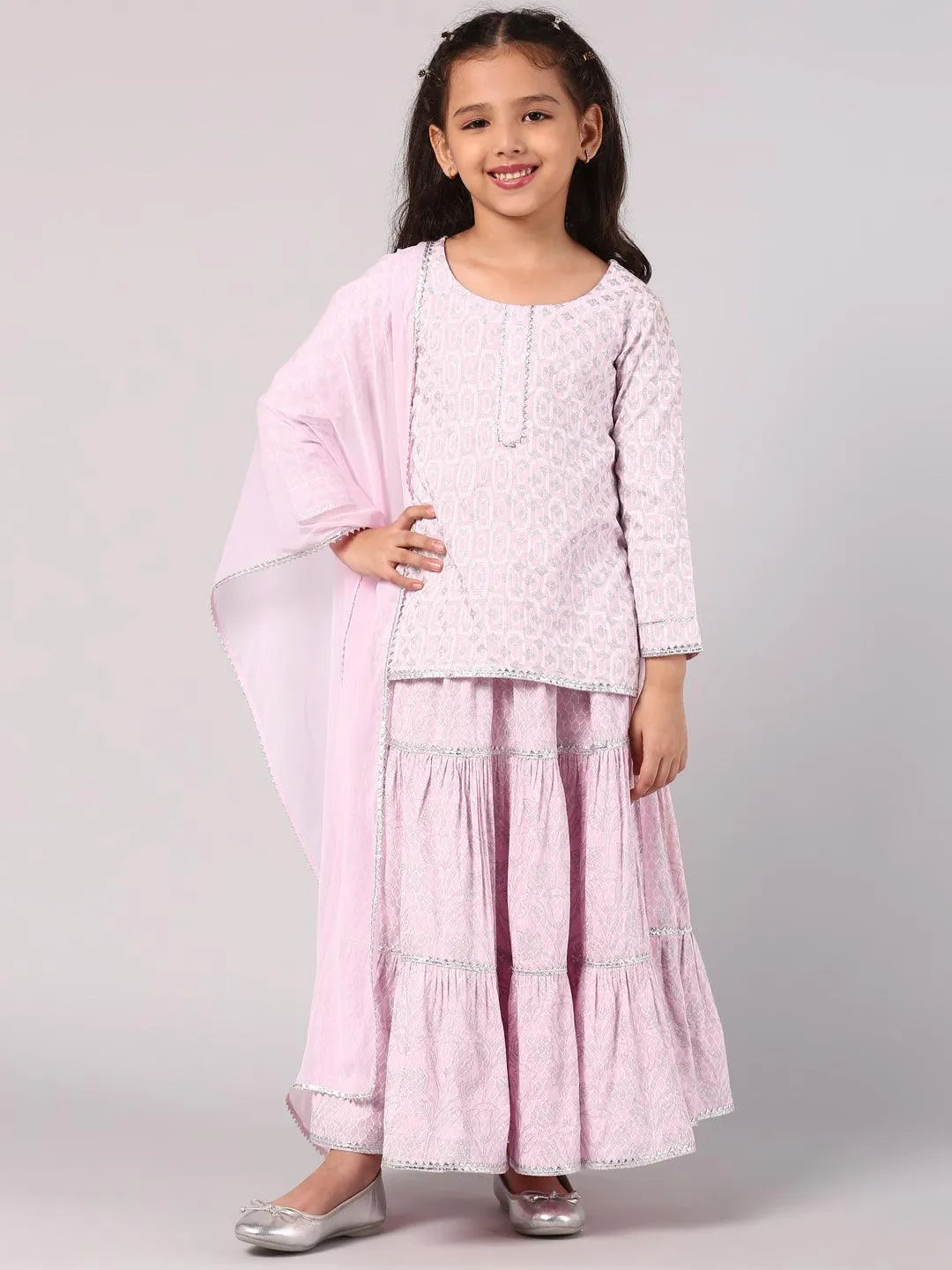 Pink Printed Cotton Suit Set - Jashvi