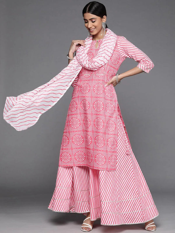 Pink Printed Cotton Suit Set - Jashvi