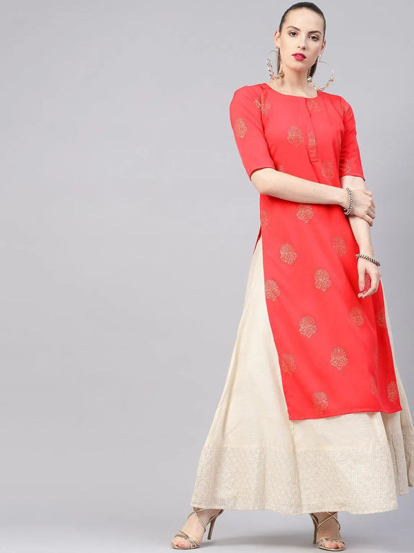 Pink Printed Crepe Kurta - Jashvi