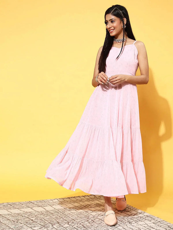 Pink Printed Georgette Dress - Jashvi