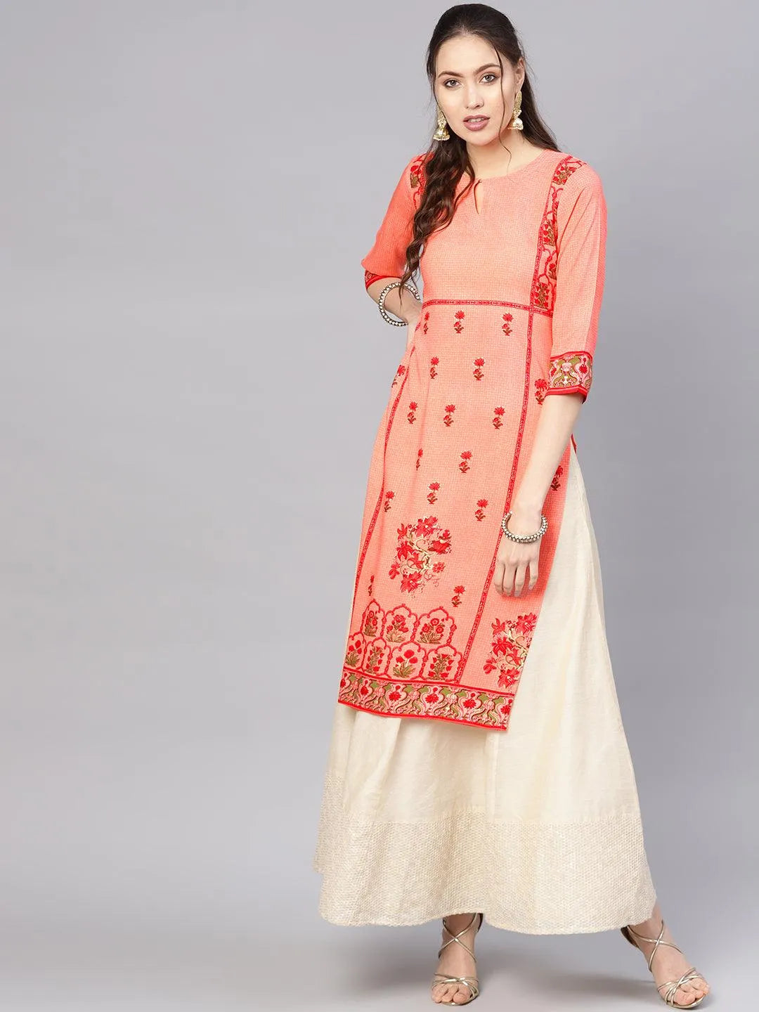 Pink Printed Rayon Kurta - Jashvi