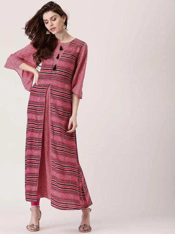 Pink Printed Rayon Kurta - Jashvi