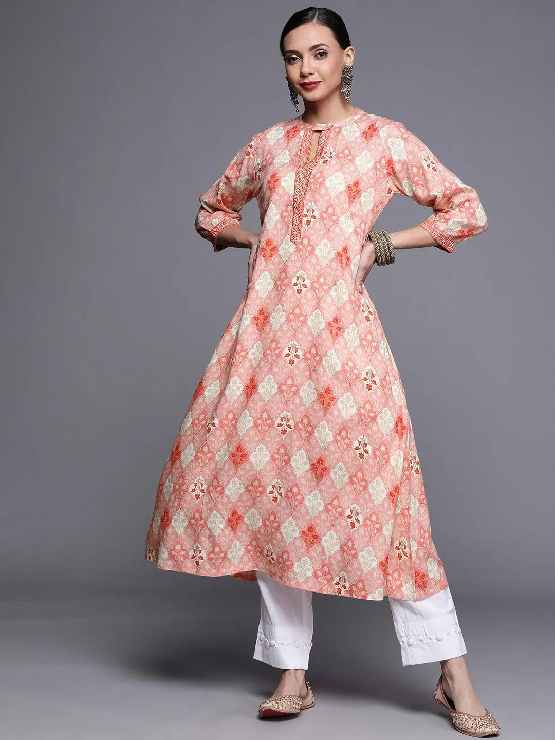 Pink Printed Rayon Kurta - Jashvi