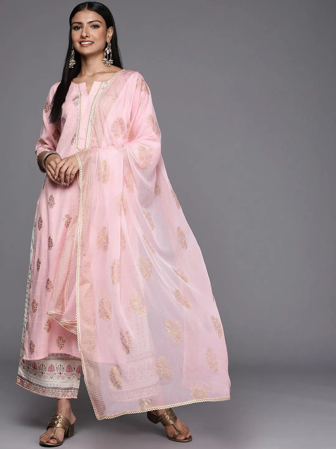 Pink Printed Rayon Straight Suit Set - Jashvi