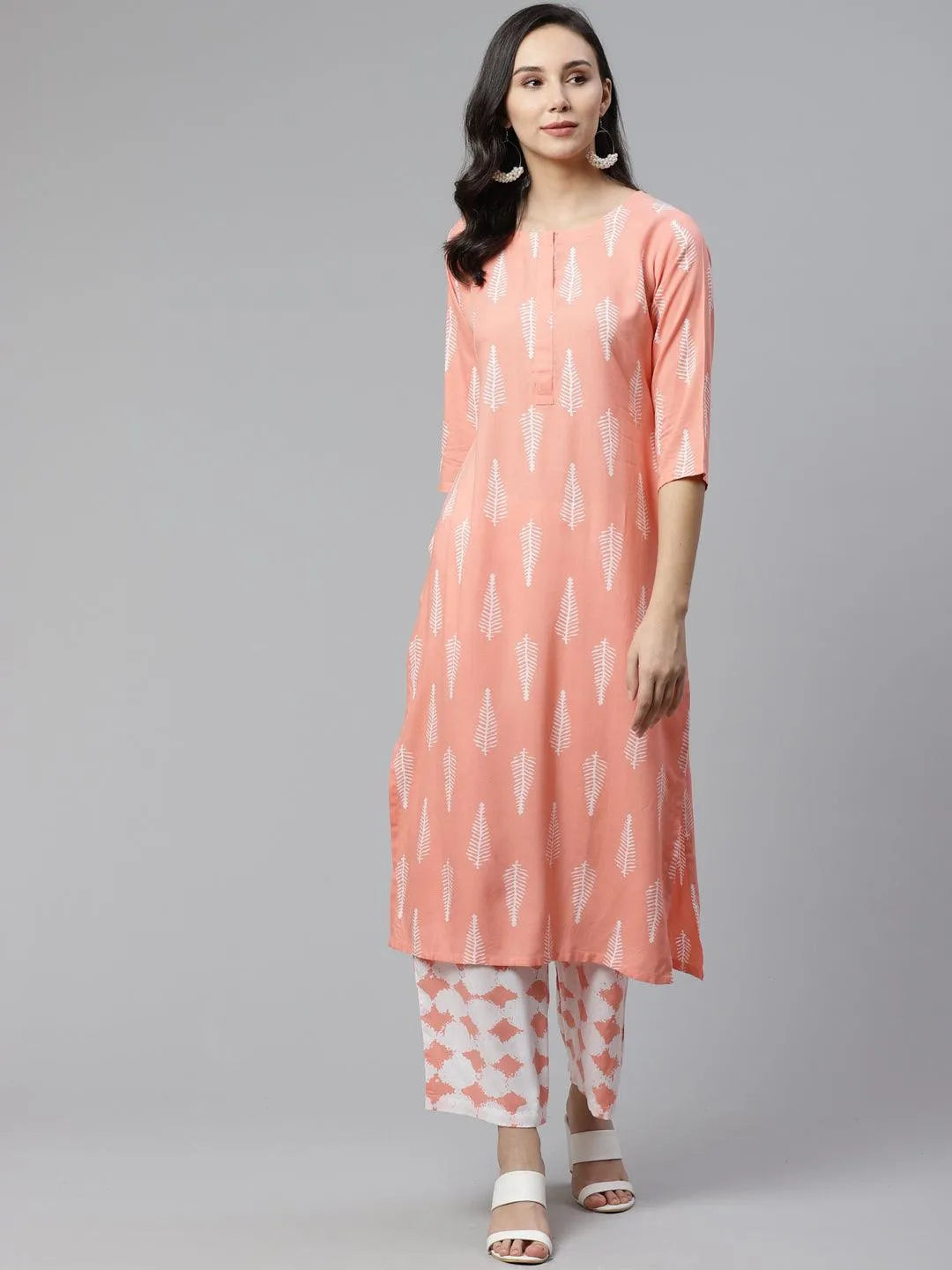 Pink Printed Rayon Kurta Set - Jashvi