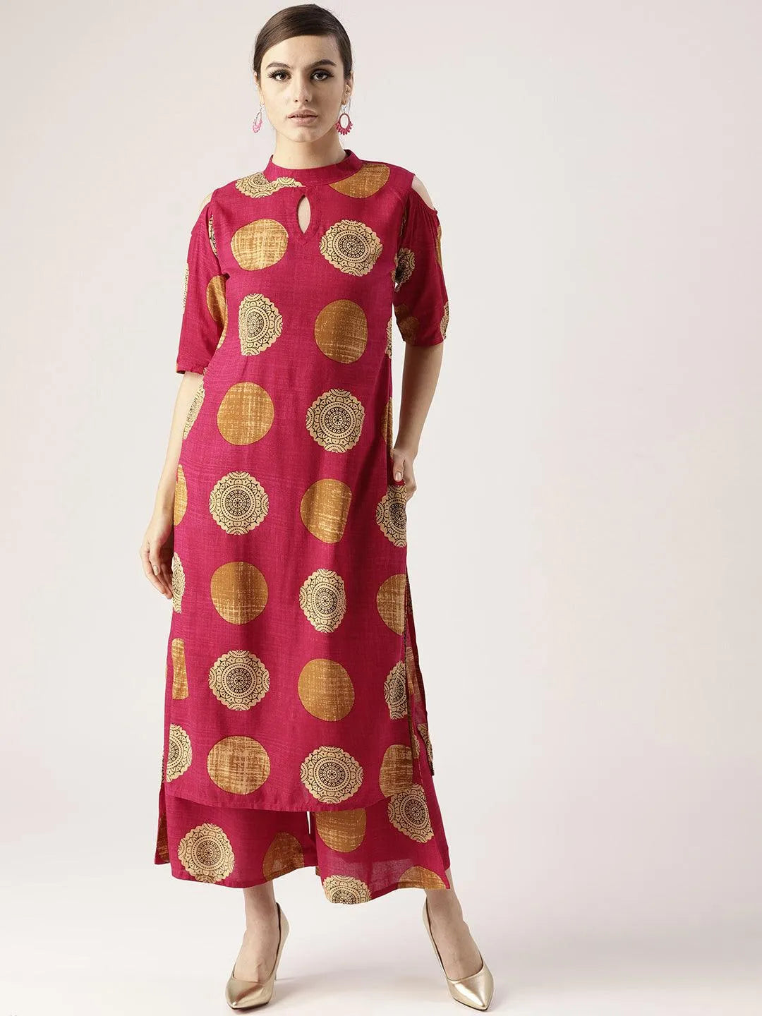 Pink Printed Rayon Kurta Set - Jashvi