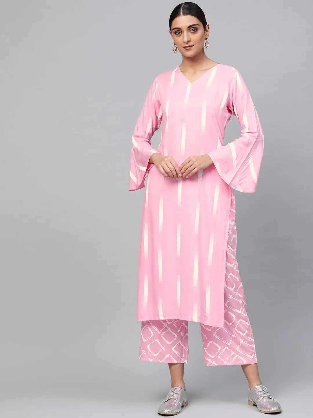 Pink Printed Rayon Kurta Set - Jashvi