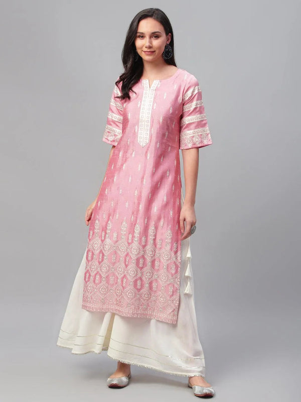 Pink Printed Shantoon Kurta - Jashvi