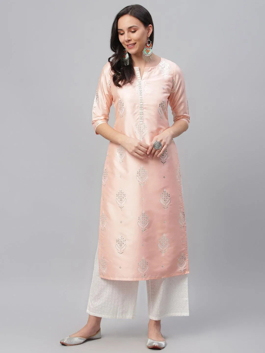 Pink Printed Shantoon Kurta - Jashvi