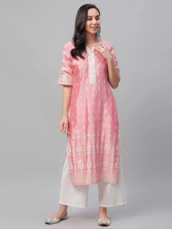 Pink Printed Shantoon Kurta - Jashvi