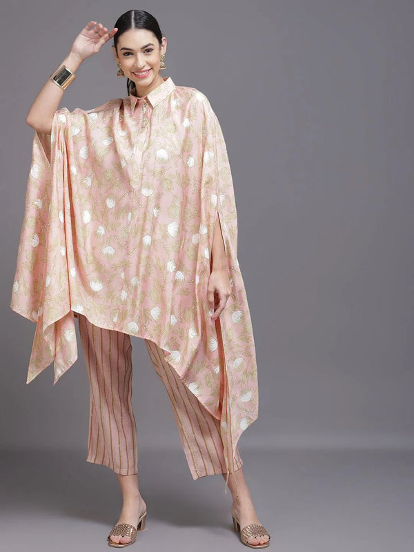 Pink Printed Silk Blend Kurta Set - Jashvi