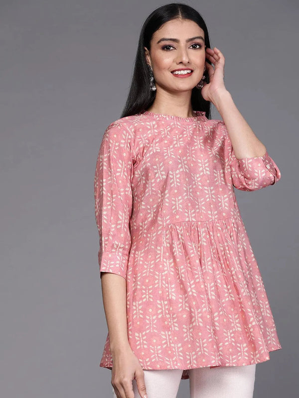 Pink Printed Silk Blend Kurti - Jashvi