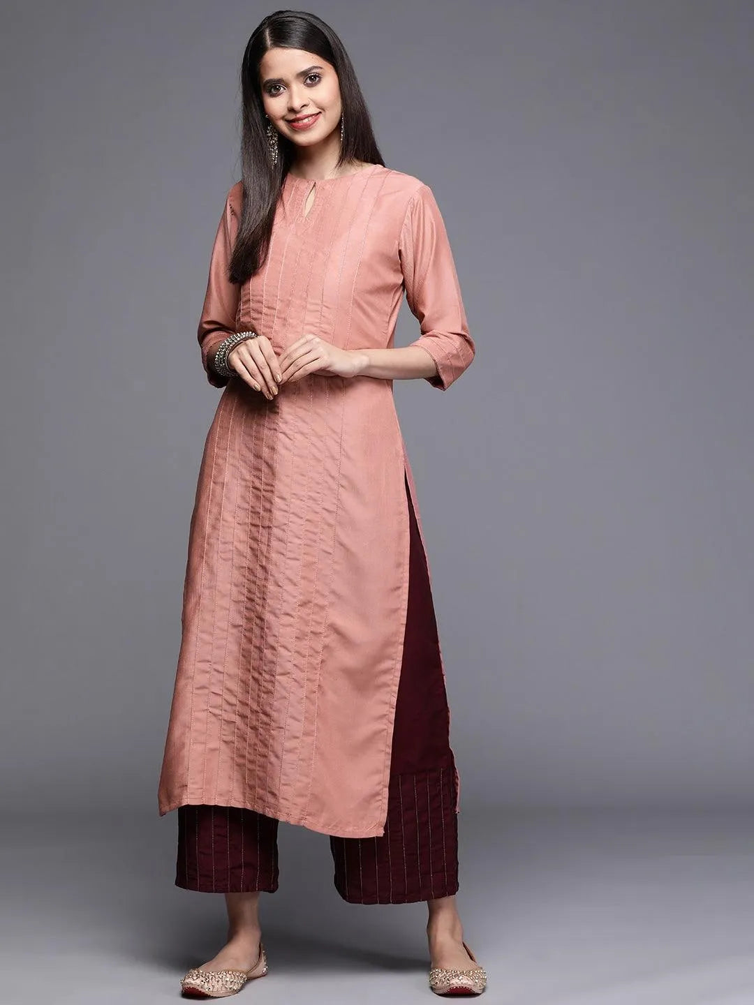 Pink Solid Chanderi Silk Kurta - Jashvi