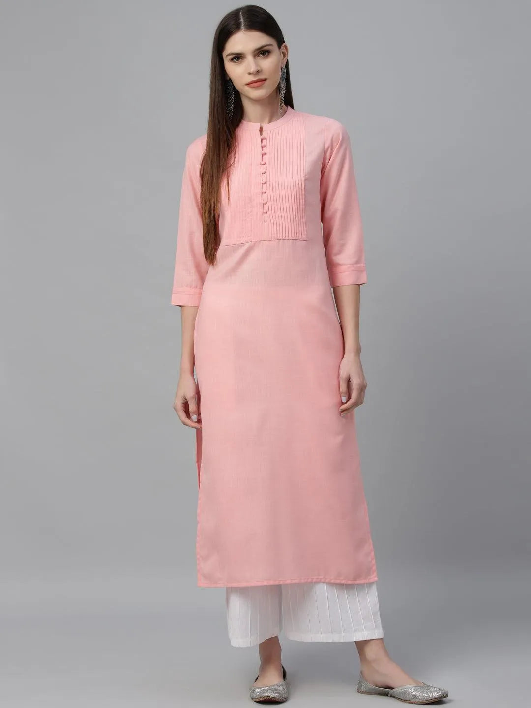 Pink Solid Cotton Kurta - Jashvi