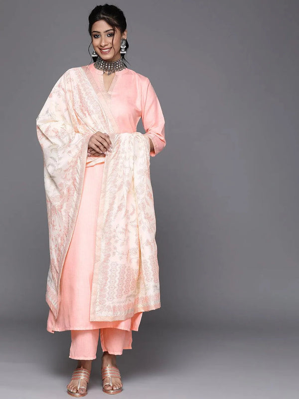 Pink Solid Cotton Suit Set - Jashvi