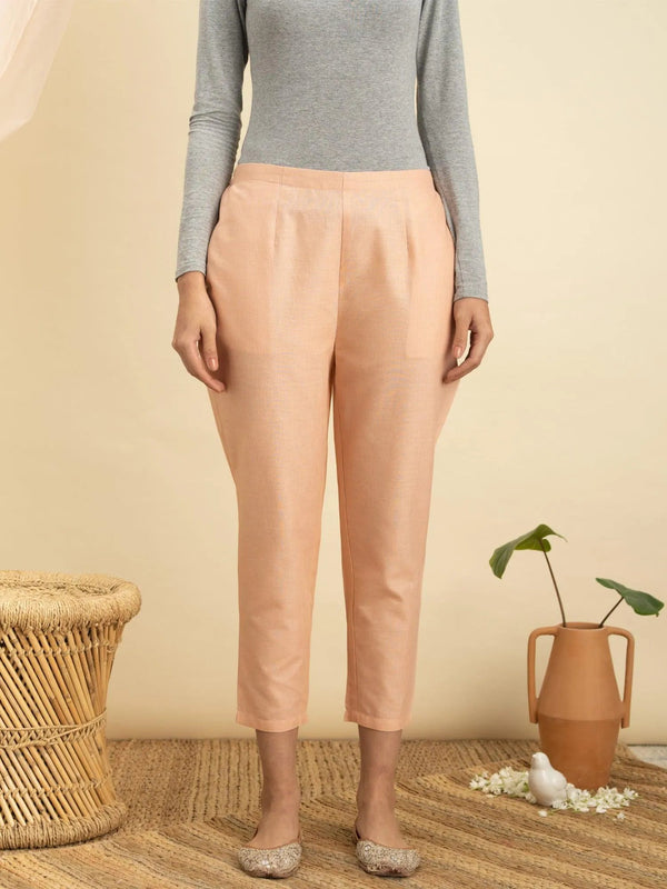 Pink Solid Cotton Trousers - Jashvi