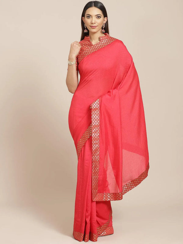 Pink Solid Georgette Saree - Jashvi