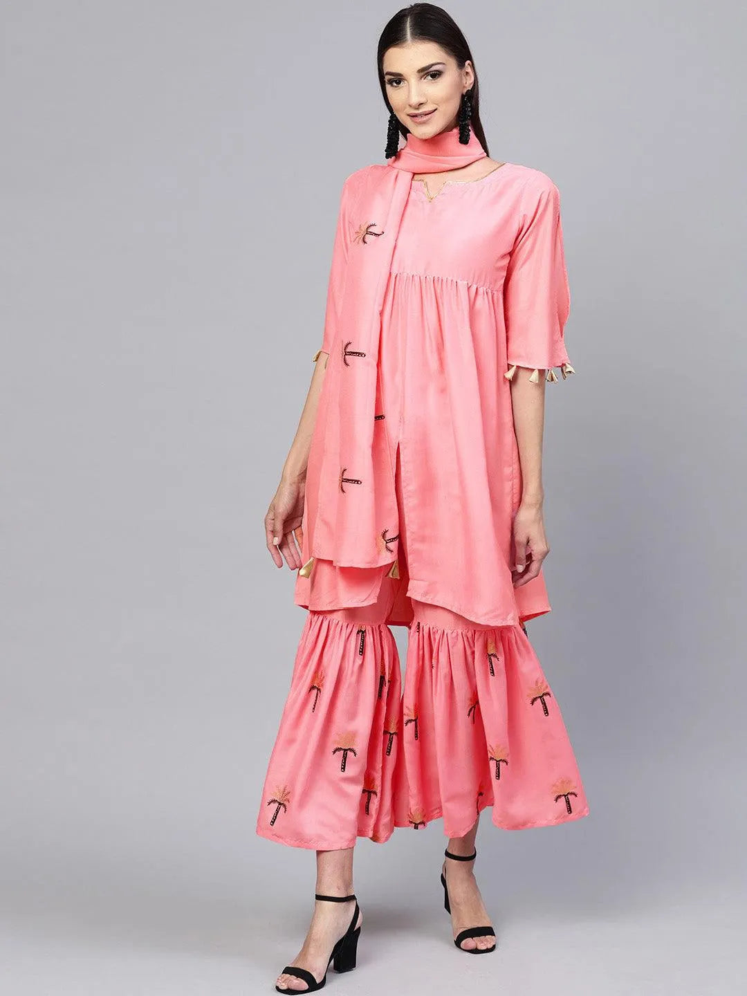 Pink Solid Muslin Suit Set - Jashvi